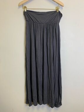 Isaac Liev Strapless Maxi Dress in Charcoal Gray